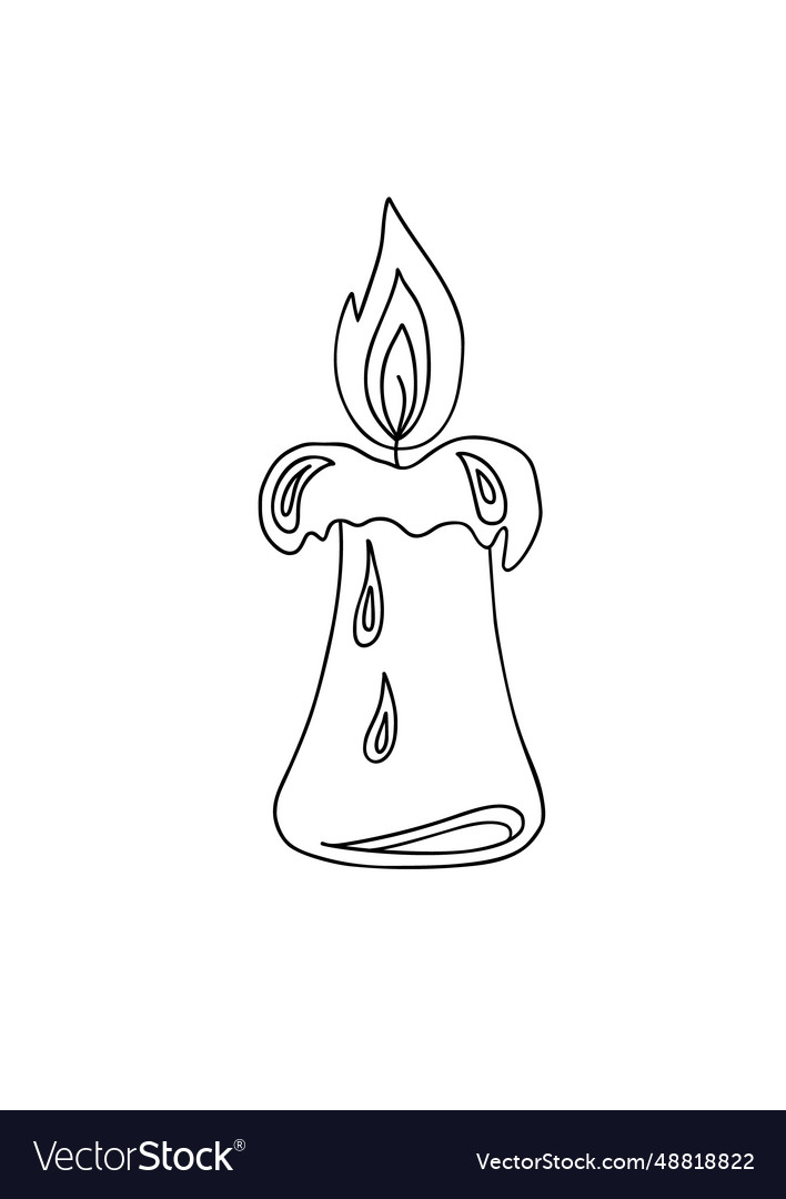 Candle simple outline cartoon doodle Royalty Free Vector