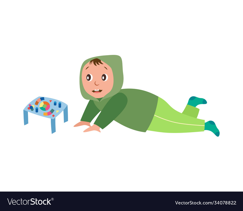 Child playing game for brain development flat