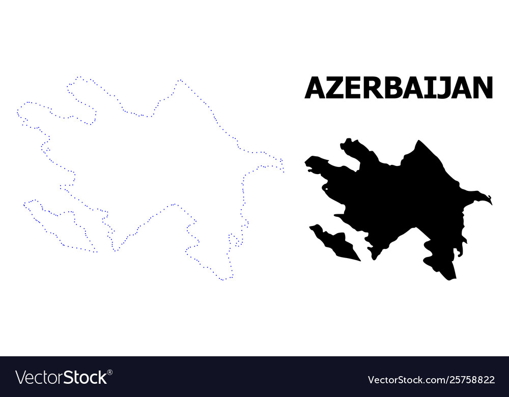 Contour dotted map azerbaijan with name Royalty Free Vector