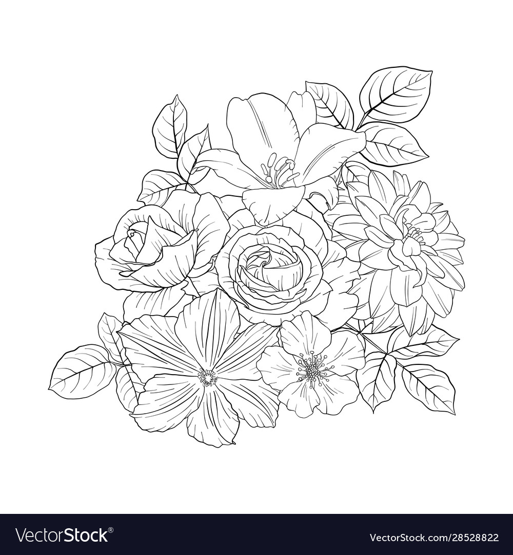 Drawing flowers Royalty Free Vector Image - VectorStock