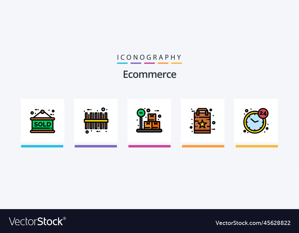 Ecommerce line filled 5 icon pack including