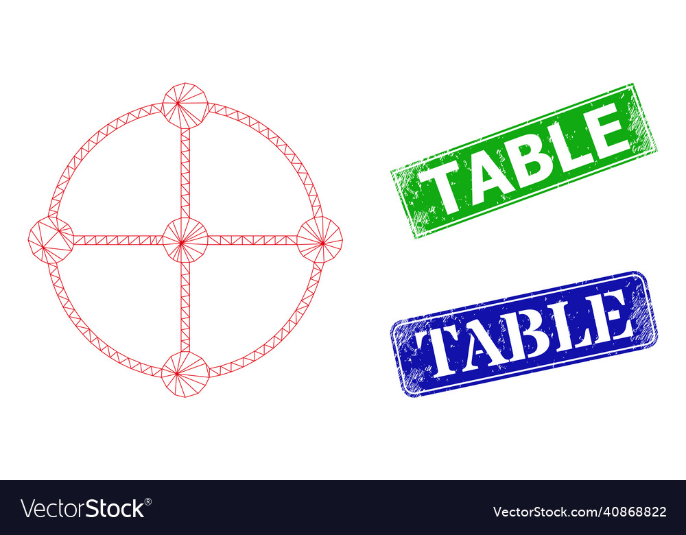 Grunged table imprints and triangular mesh circle Vector Image Grunged table imprints and triangular mesh circle