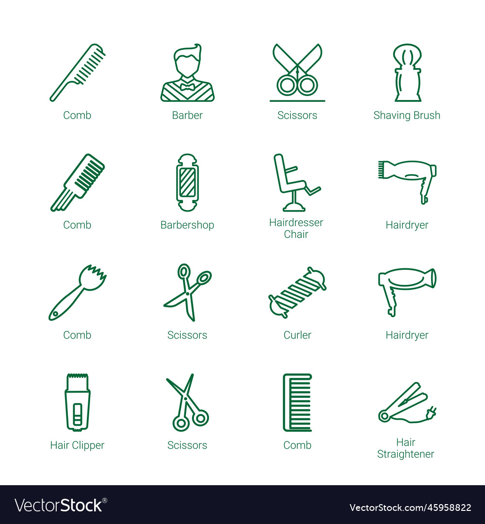 Hairdresser Icons Royalty Free Vector Image Vectorstock 3957