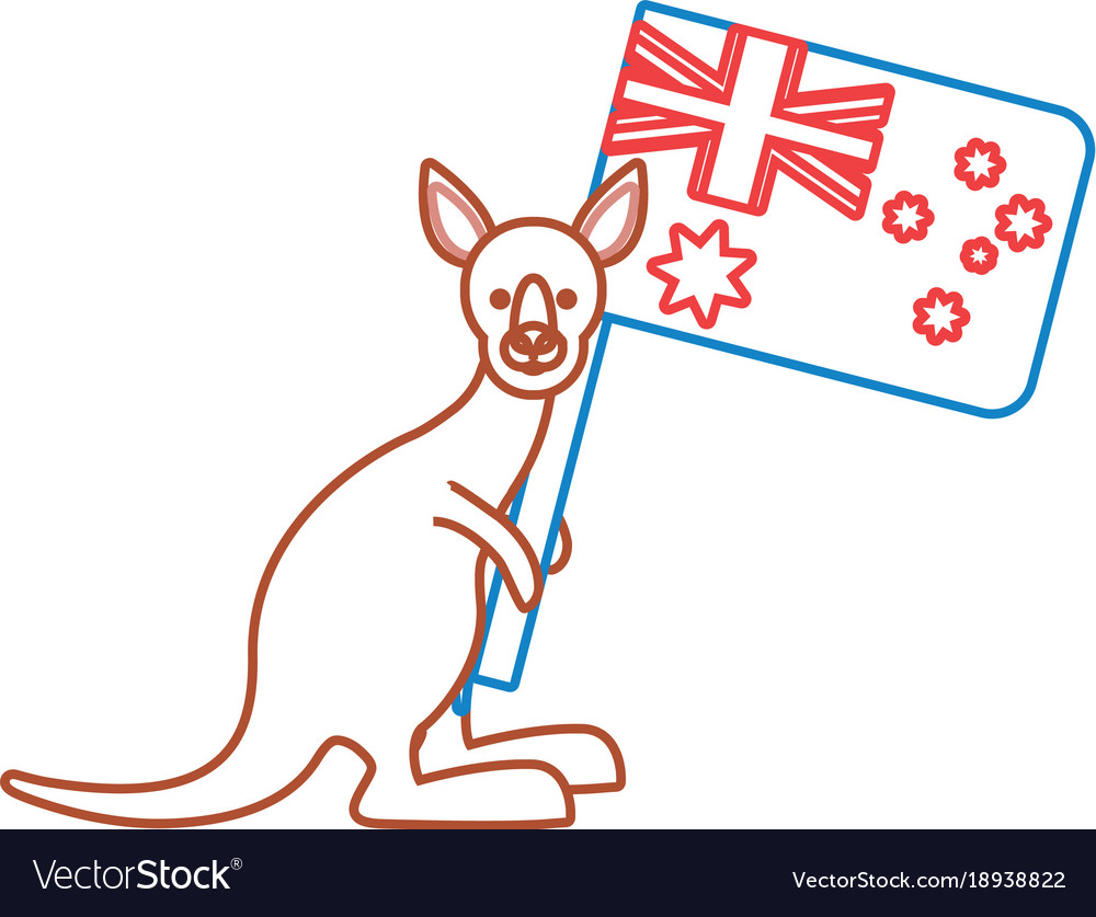 Kangaroo and australia flag
