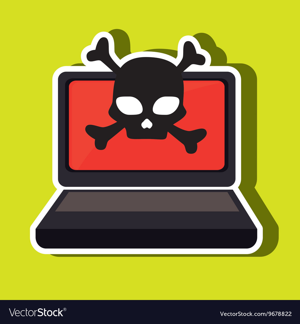 Laptop computer with skull isolated icon design