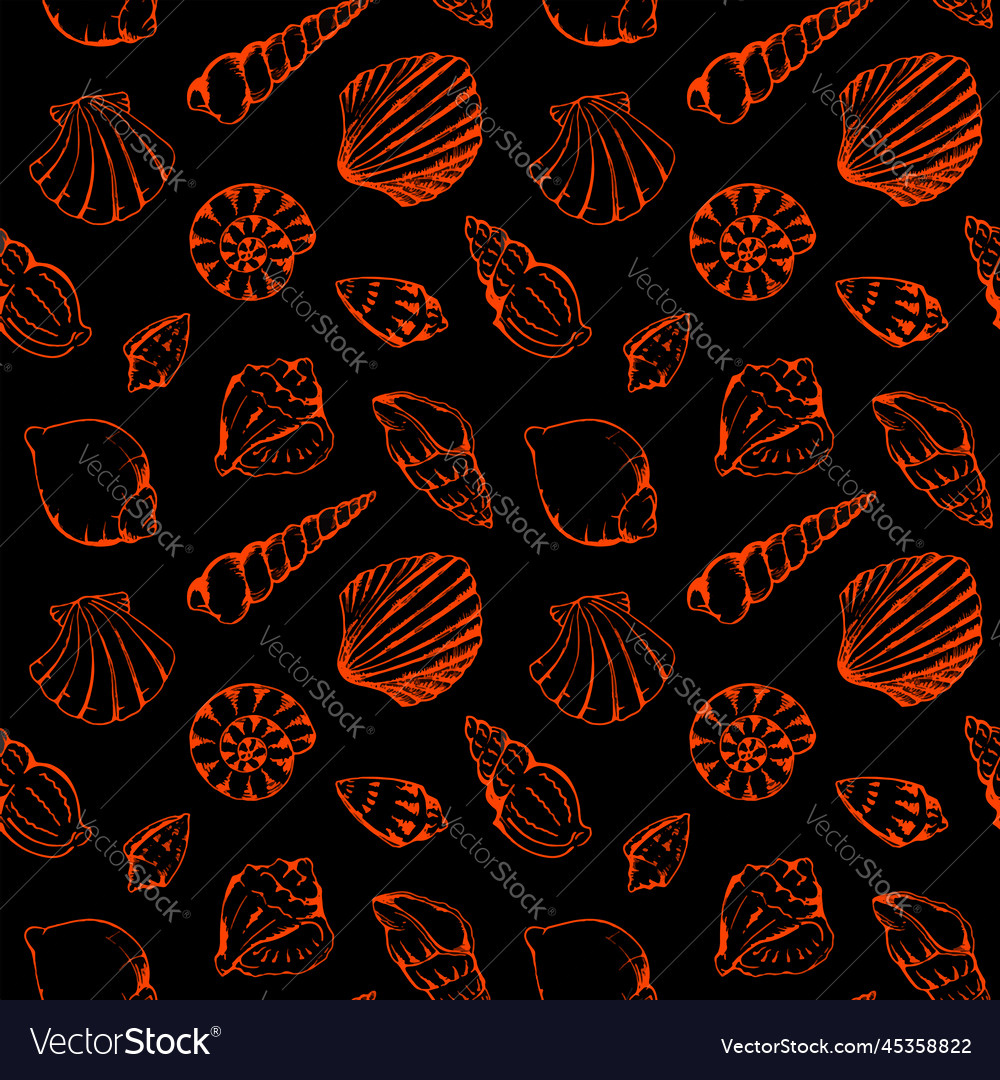Monochrome Sea Shells Seamless Pattern Texture Vector Image Monochrome Sea Shells Seamless Pattern Texture Vector Image