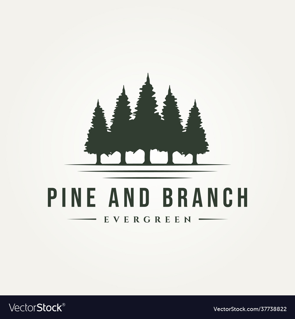 Pine and branch landscape vintage logo design Vector Image