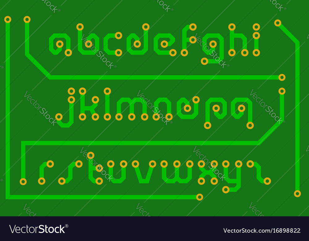 Print circuit board in the form of alphabet letter
