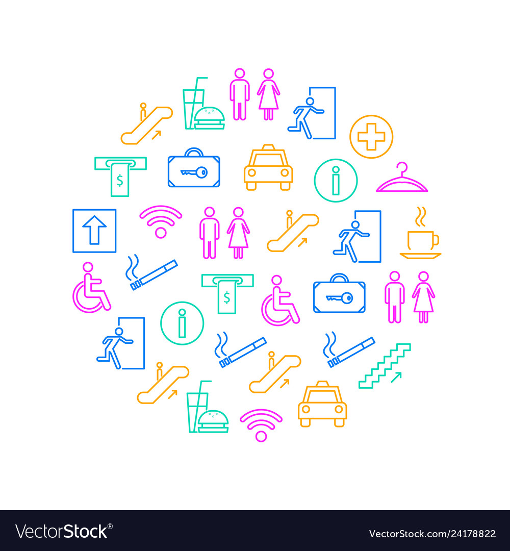 Public navigation signs thin line round design Vector Image