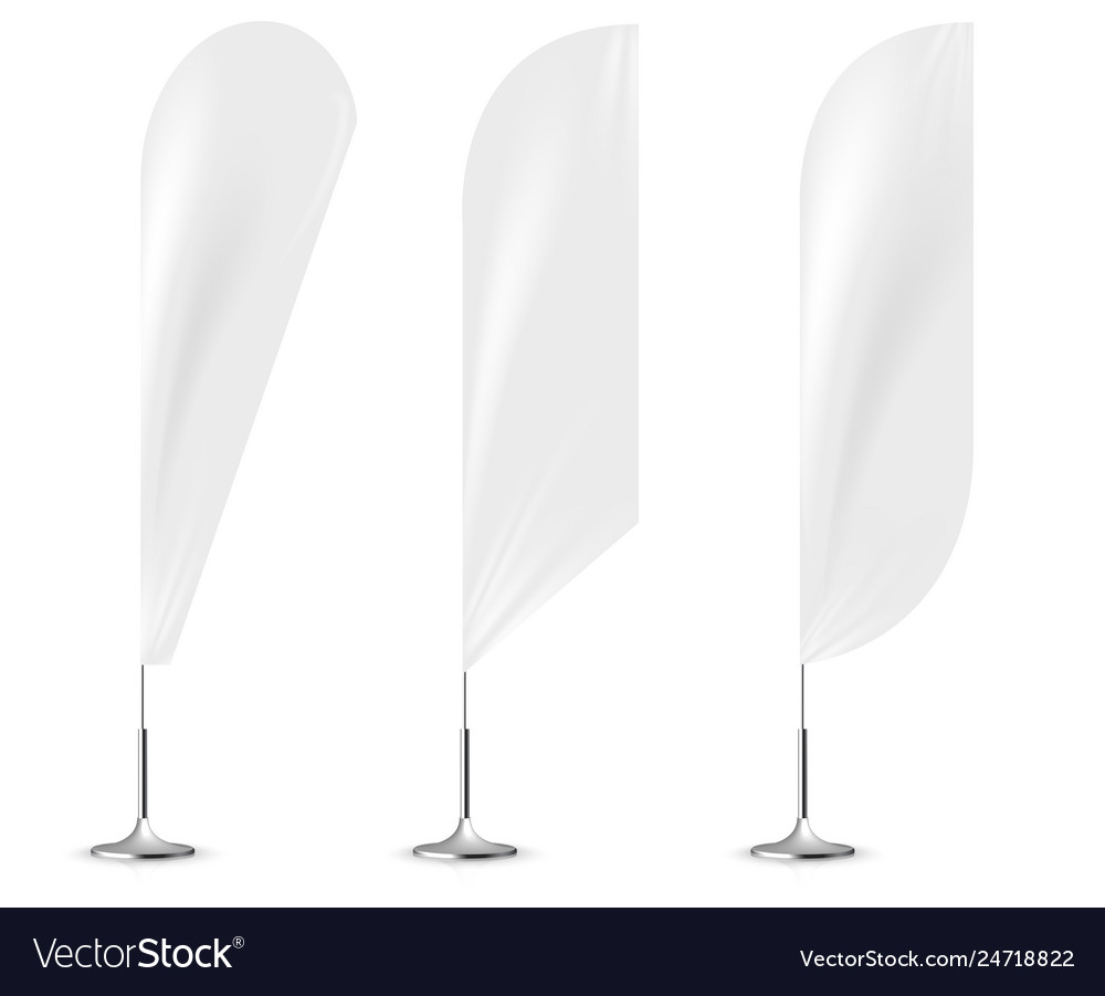 Realistic white banner flags 3d mockup Royalty Free Vector