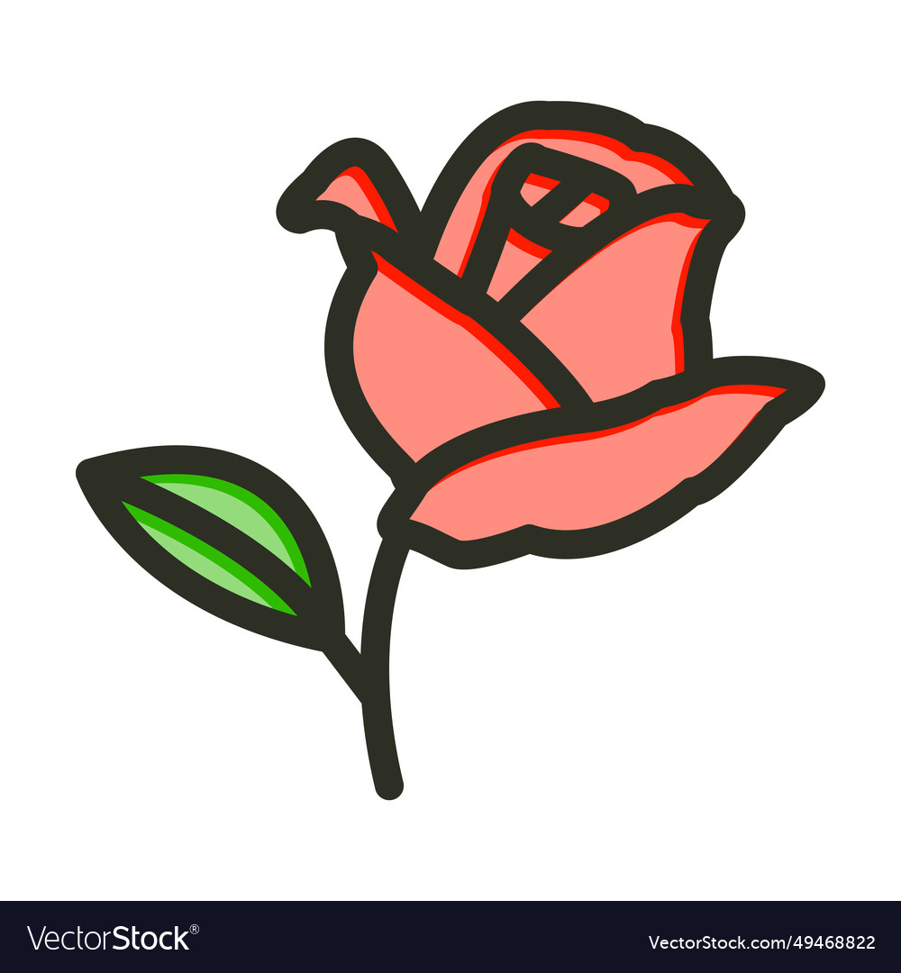 Rose thick line filled colors icon for personal