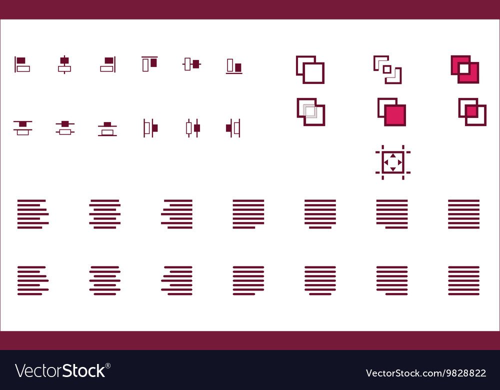 Set von align Formen Text und Objekte Icons