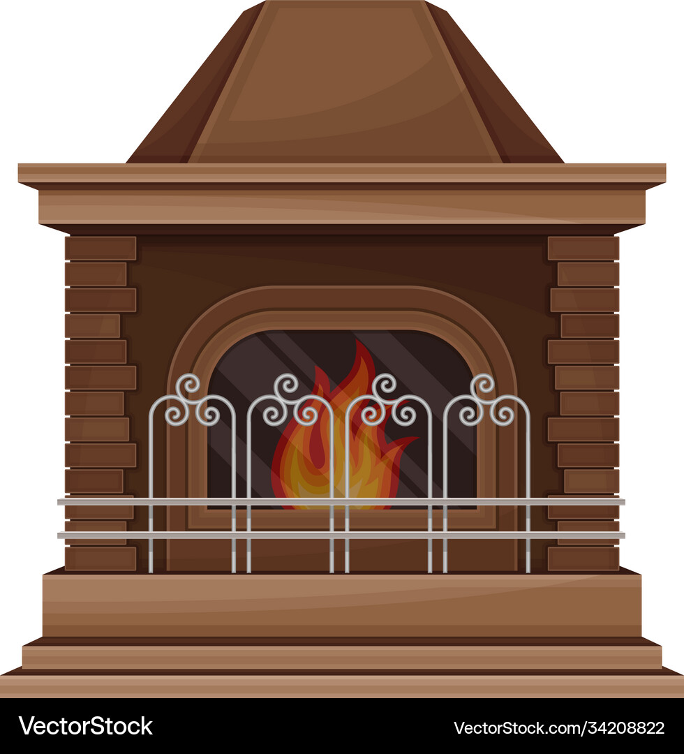 Stone fireplace or hearth with mantelpiece Vector Image
