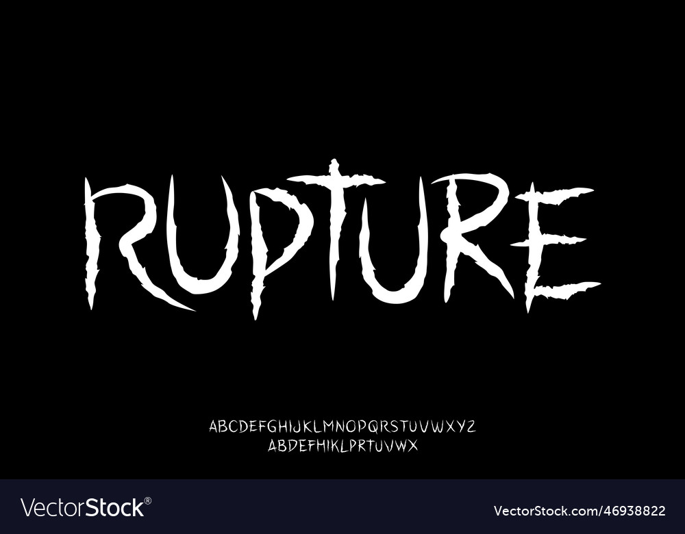 Unique horror brush stroke font with alternative Vector Image