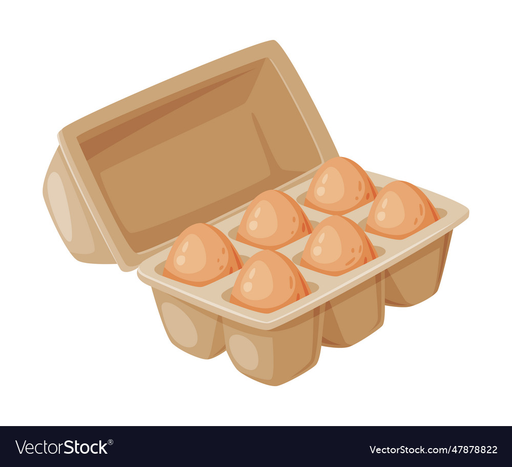 Whole raw uncooked egg with brown shell in carton Vector Image