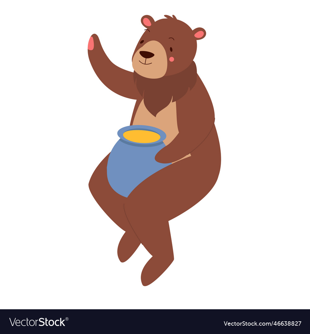 Bear holding jar with honey Royalty Free Vector Image