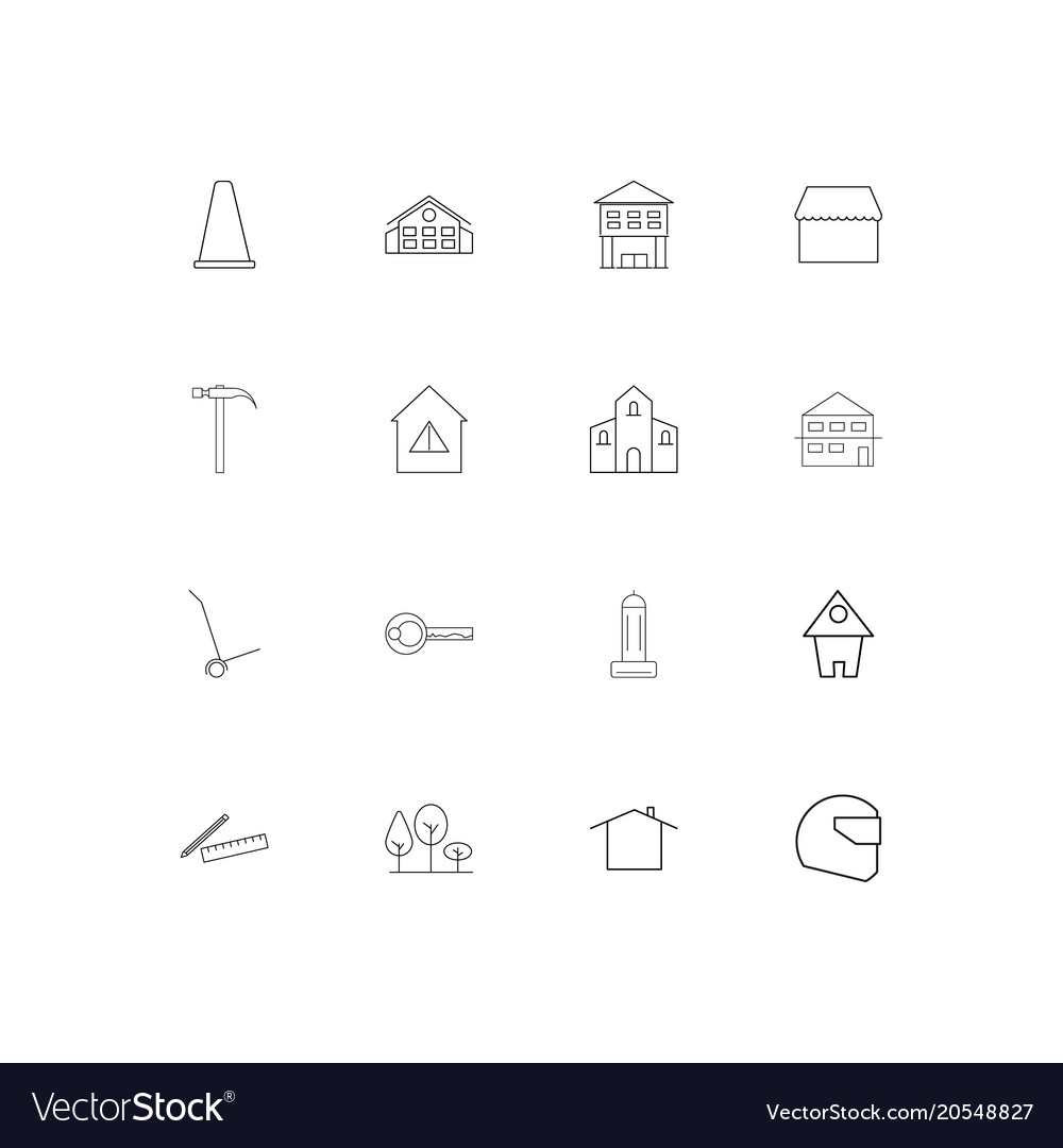 Buildings and constructions simple linear icons