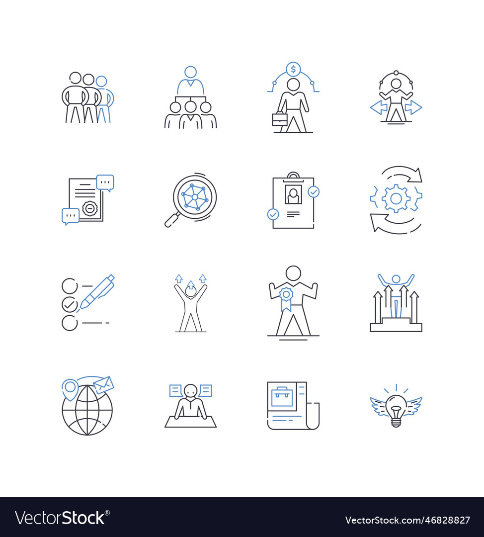 Corporation successes line icons collection Vector Image