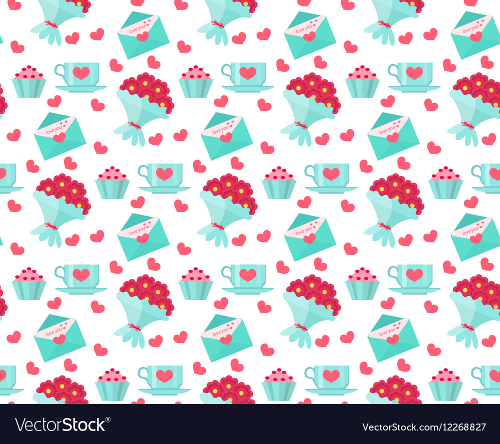 Cute seamless pattern valentines day with coffee