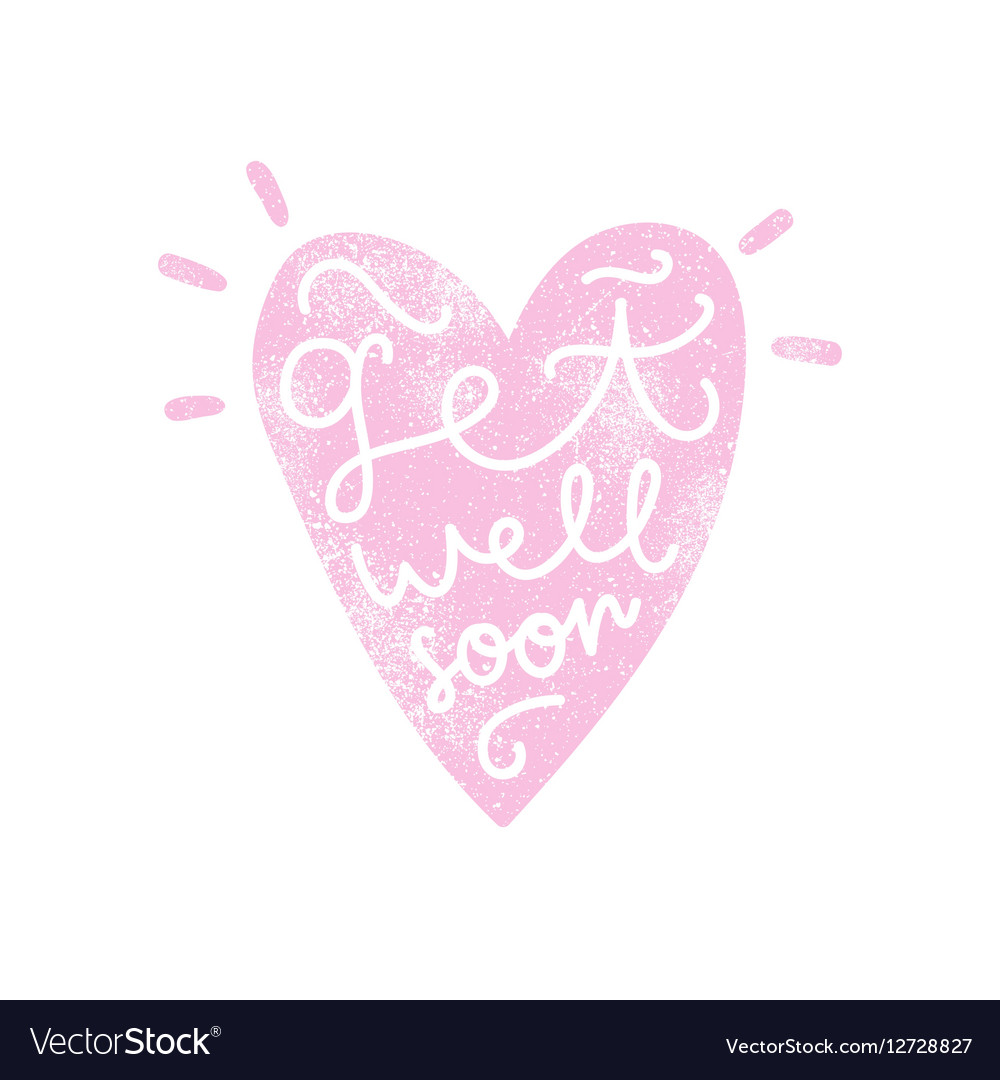 Get well soon heart silhouette with calligraphy Vector Image