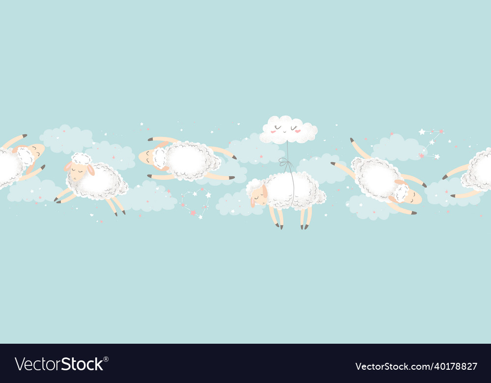 Horizontal seamless pattern with cute sheeps vector image Horizontal seamless pattern with cute sheeps