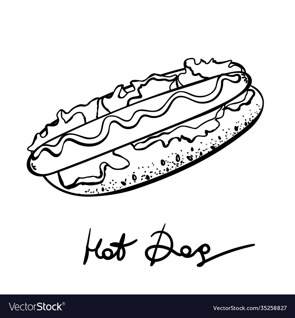 Hotdog with mustard doodle