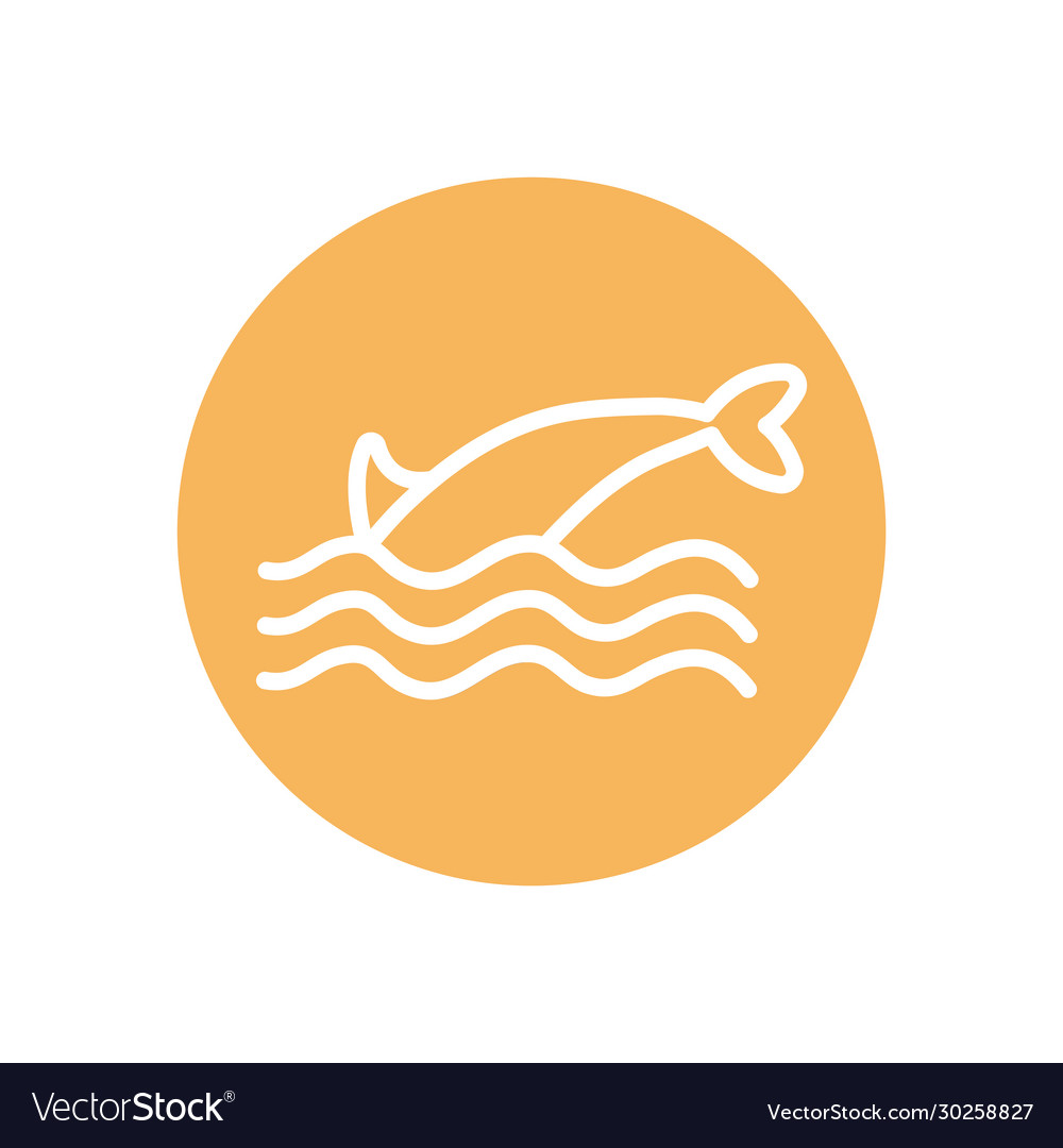 Isolated dolphin tail line block style icon