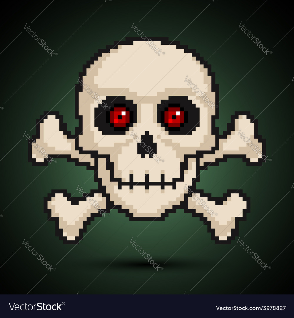 Pixel skull and bones Royalty Free Vector Image