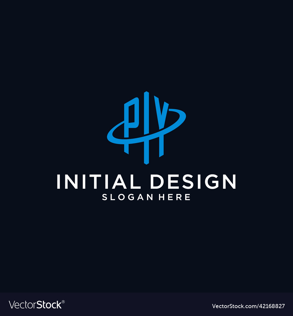 Py initial monogram logo with hexagonal shape