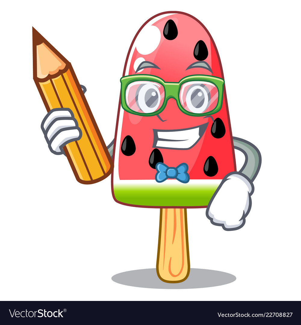 Student watermelon ice cream shaped wood character