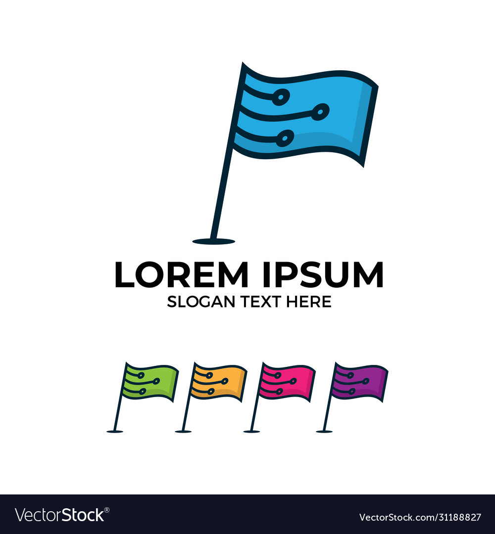 Waving flag icon with different color Vector Image Waving flag icon with different color