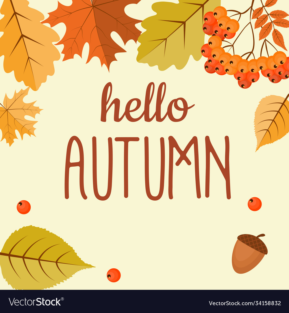 Abstract hello autumn background with falling