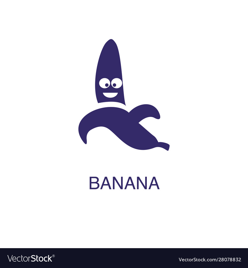 Banana element in flat simple style on white