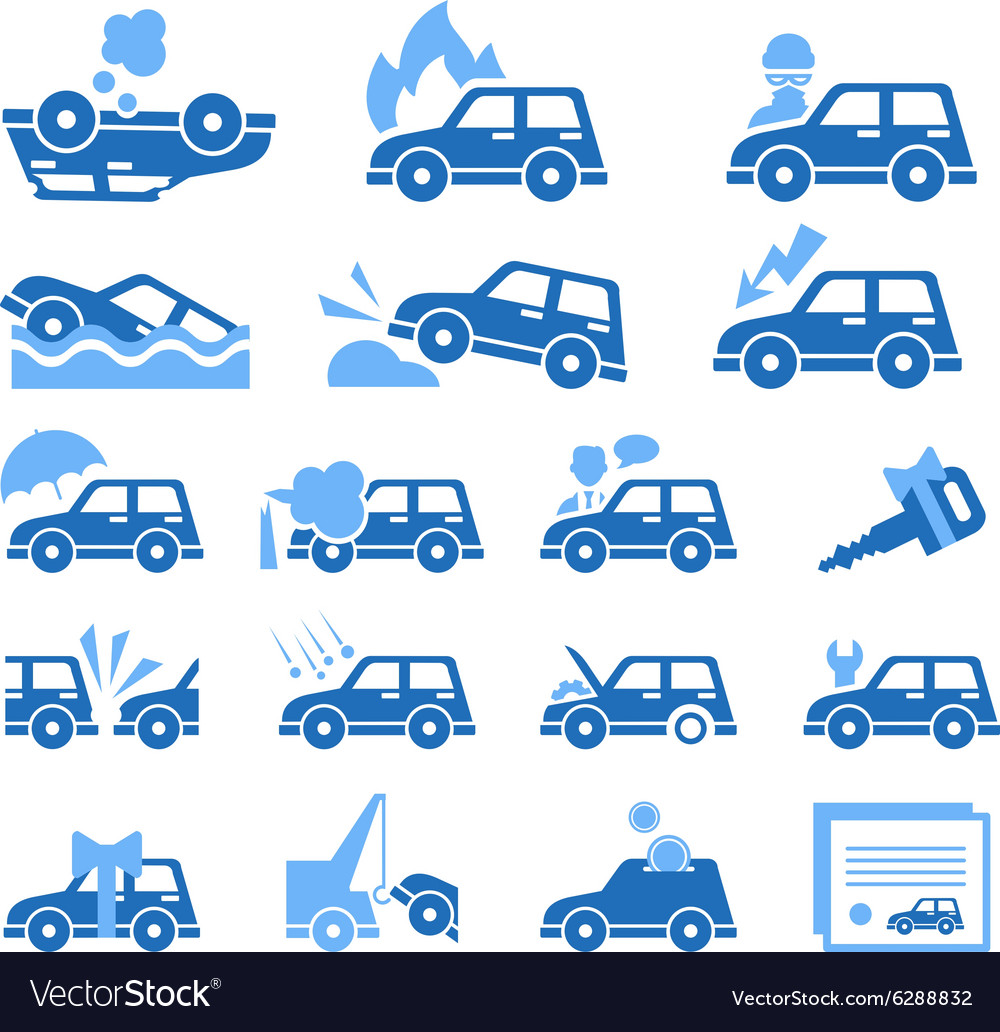 Car insurance icons set