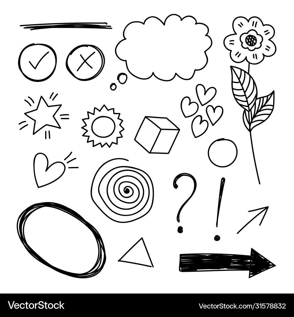 Hand drawn set elements Royalty Free Vector Image