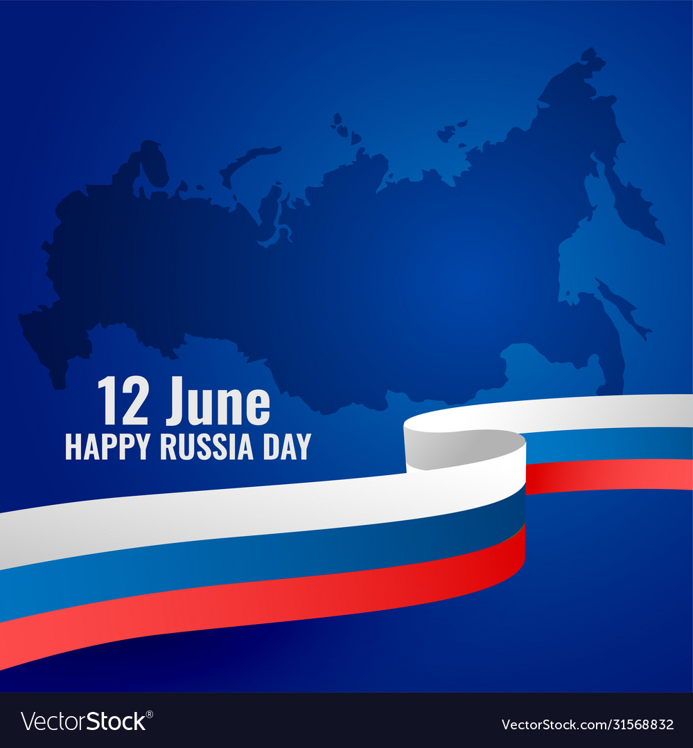 Happy russia day patriotic poster design with flag