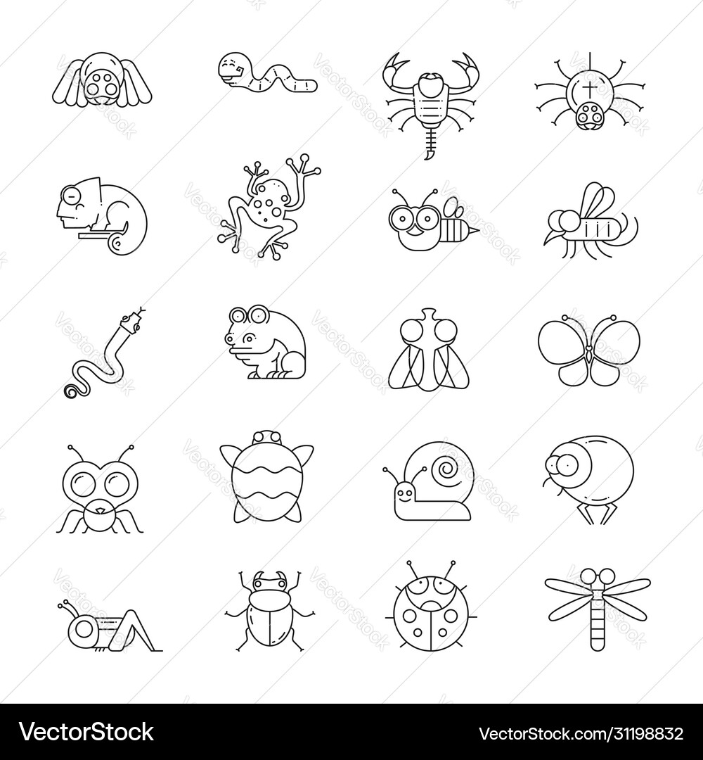 Insect Line Icons - Minimal Collection Royalty Free Vector