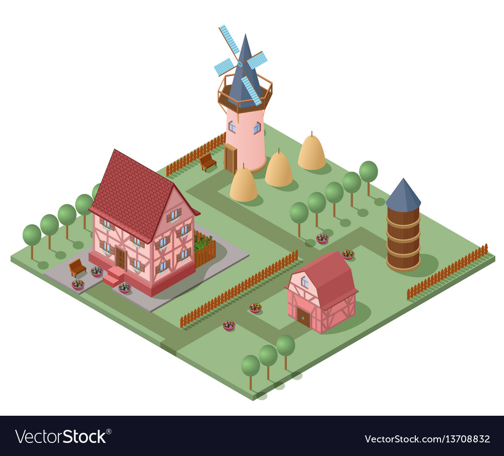 Isometric farming concept Royalty Free Vector Image