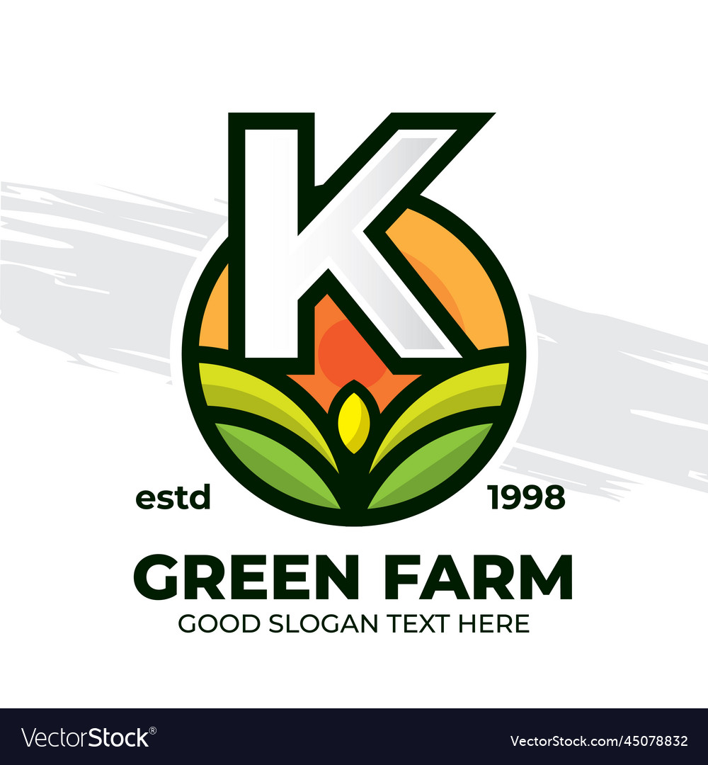 Letter k farm agricultural logo badge template Vector Image