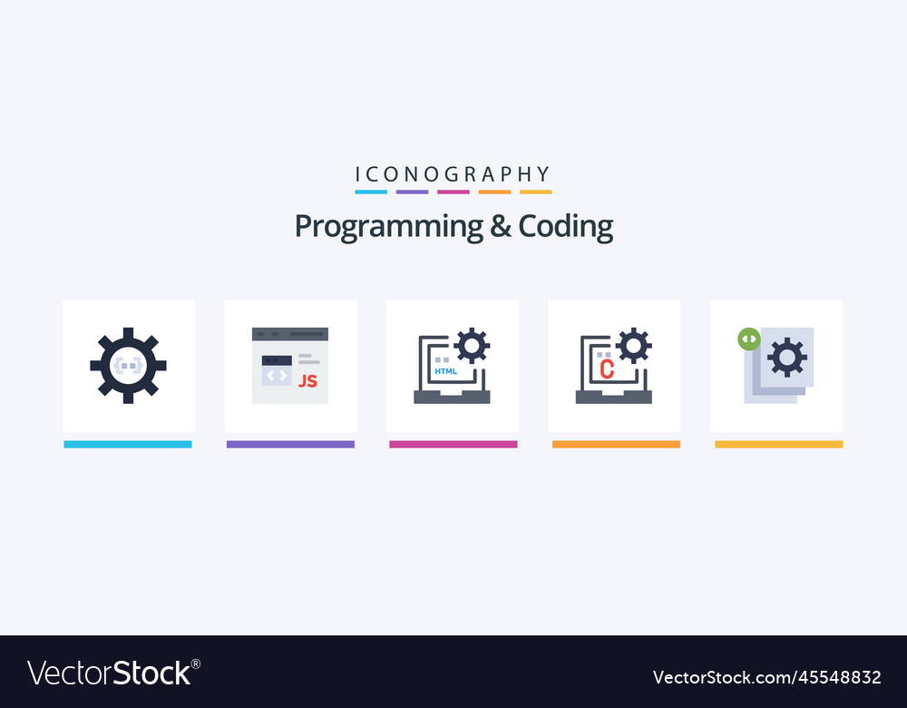 Programmierung und Kodierung von flachen 5 Icon-Pack einschließlich