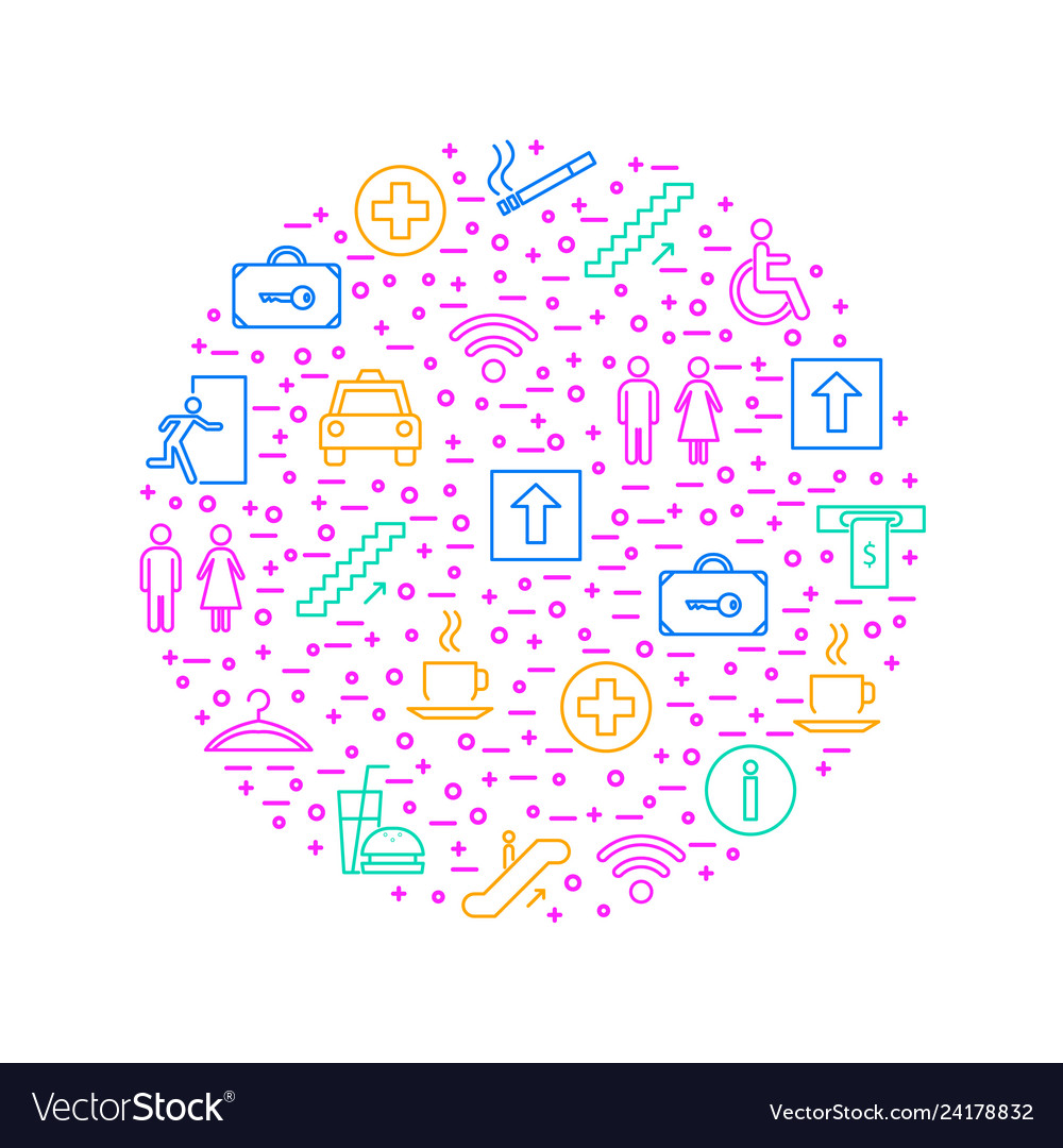 Public navigation signs thin line round design Vector Image Public navigation signs thin line round design
