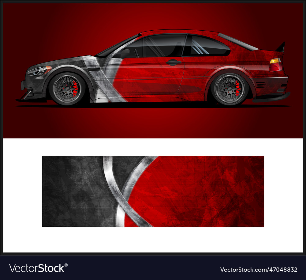 Red car wrap design vehicle wrap design Royalty Free Vector
