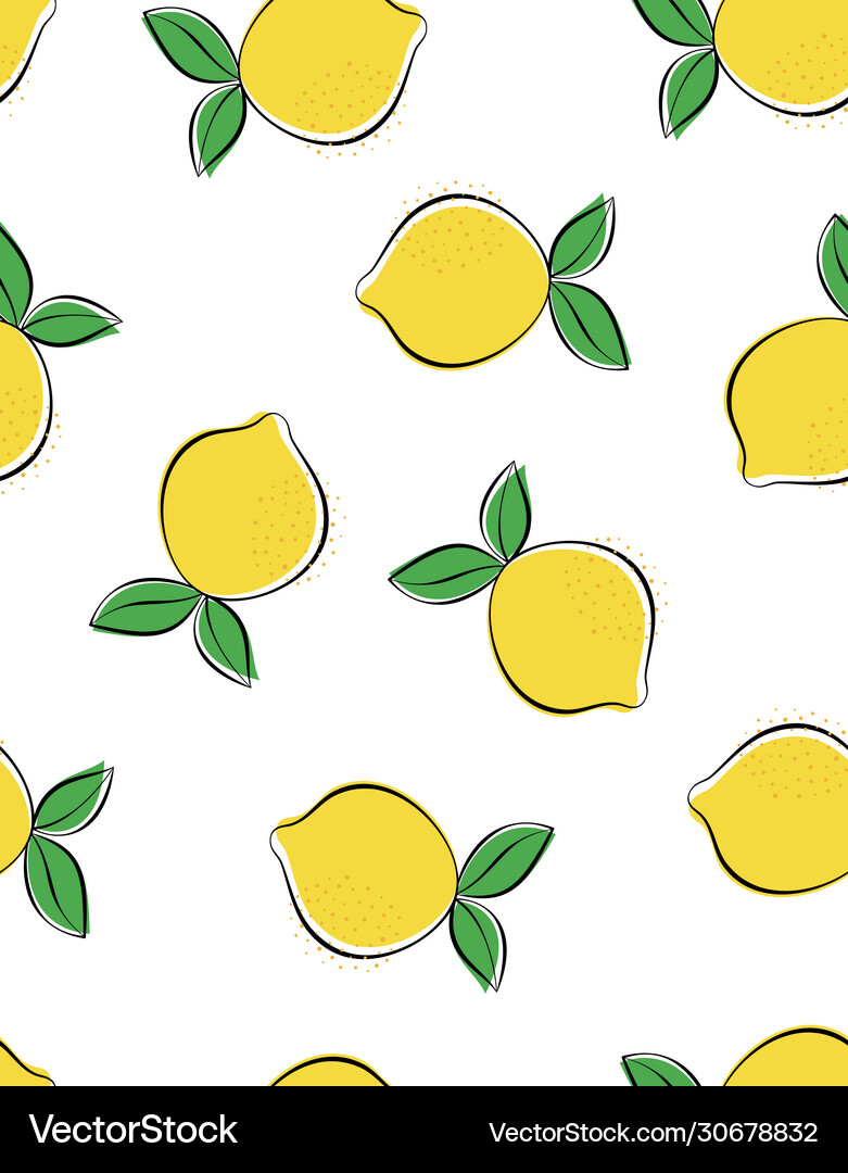 Seamless pattern lemon isolated on white Vector Image