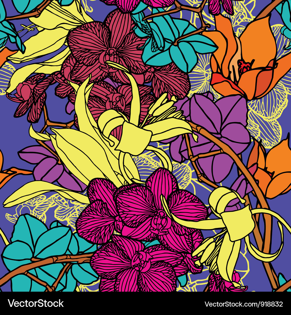 Seamless pattern with flowers Royalty Free Vector Image