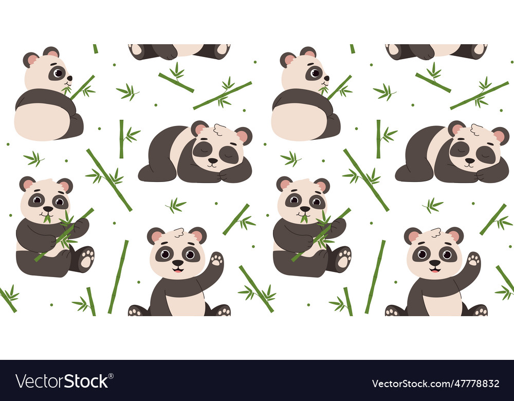 Seamless pattern with pandas Royalty Free Vector Image