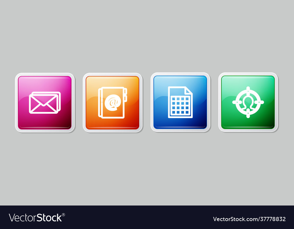 Set line envelope address book file document vector image Set line envelope address book file document