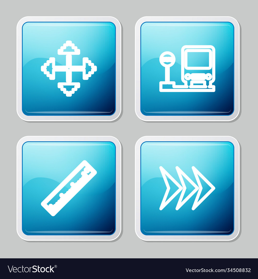 Set line pixel arrows in four directions bus stop vector image Set line pixel arrows in four directions bus stop
