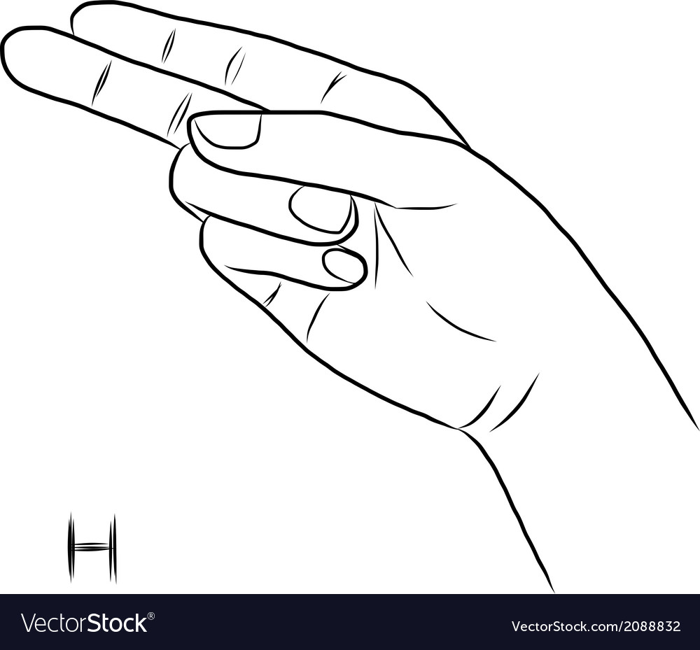 Sign language and alphabetthe letter h Royalty Free Vector