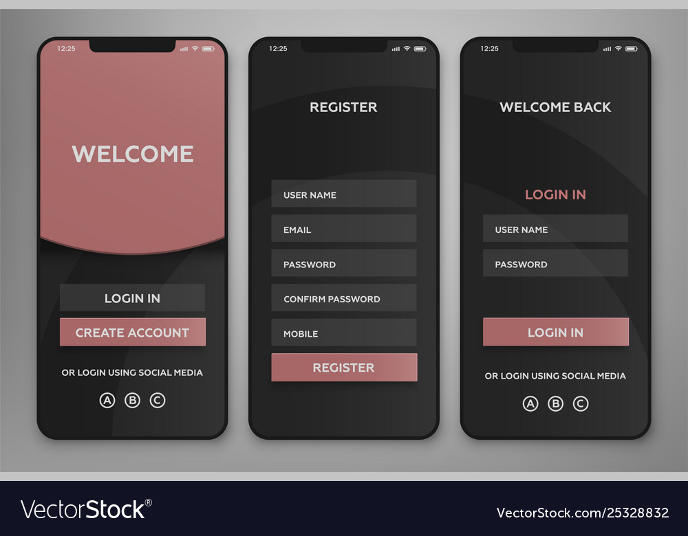 Ui ux  mobile  application  interface design  Vector Image