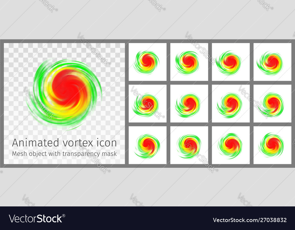 Vortex animated icon with intensity indication vector image Vortex animated icon with intensity indication